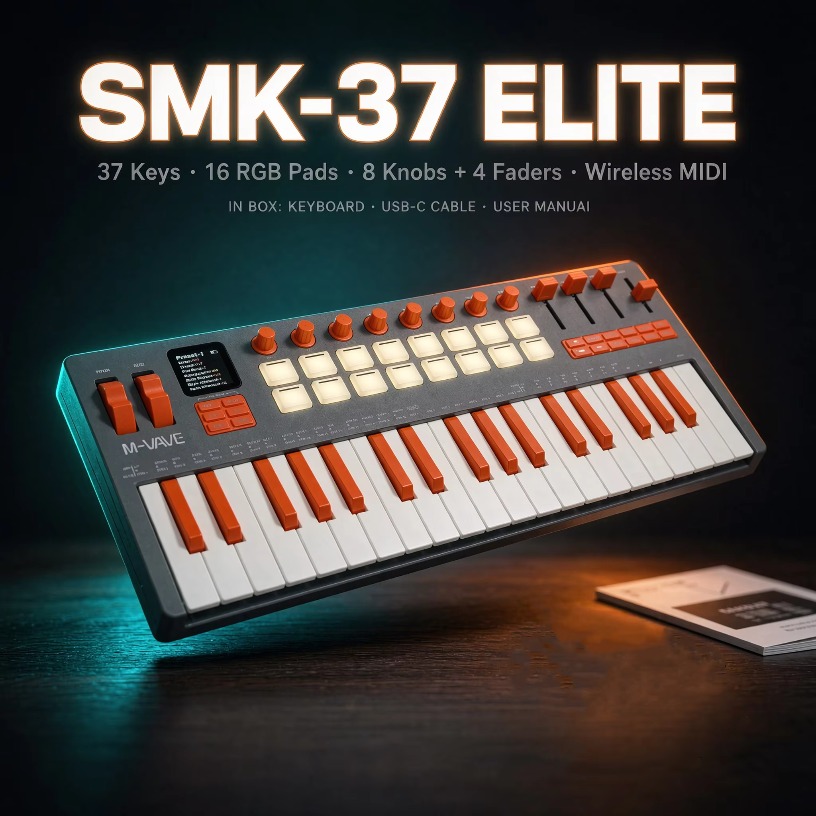 M-VAVE SMK-37 Elite Wireless M - đánh giá và giá Midi Controller Pad